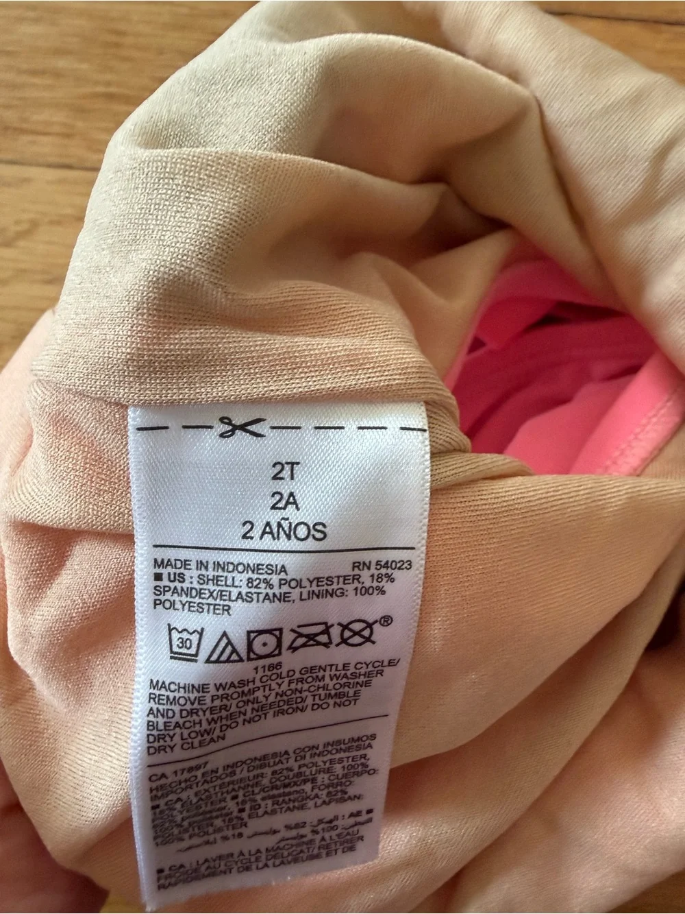 Old Navy Pink One-Piece Swimsuit with Multicolor Panels and Ruffles